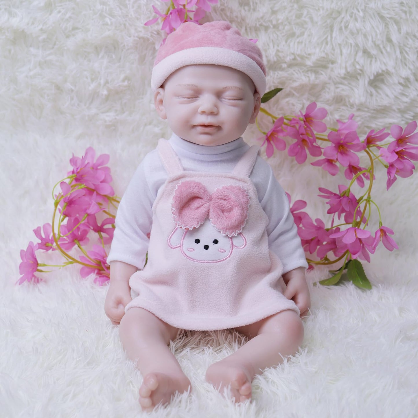 Aisite Reborn Baby Dolls Girl - 18 Inch Full Silicone Baby Girl Eyes Closed, Christmas&Birthday Gifts, Suitable For 3+