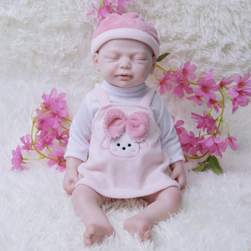 Aisite Reborn Baby Dolls Girl - 18 Inch Full Silicone Baby Girl Eyes Closed, Christmas&Birthday Gifts, Suitable For 3+