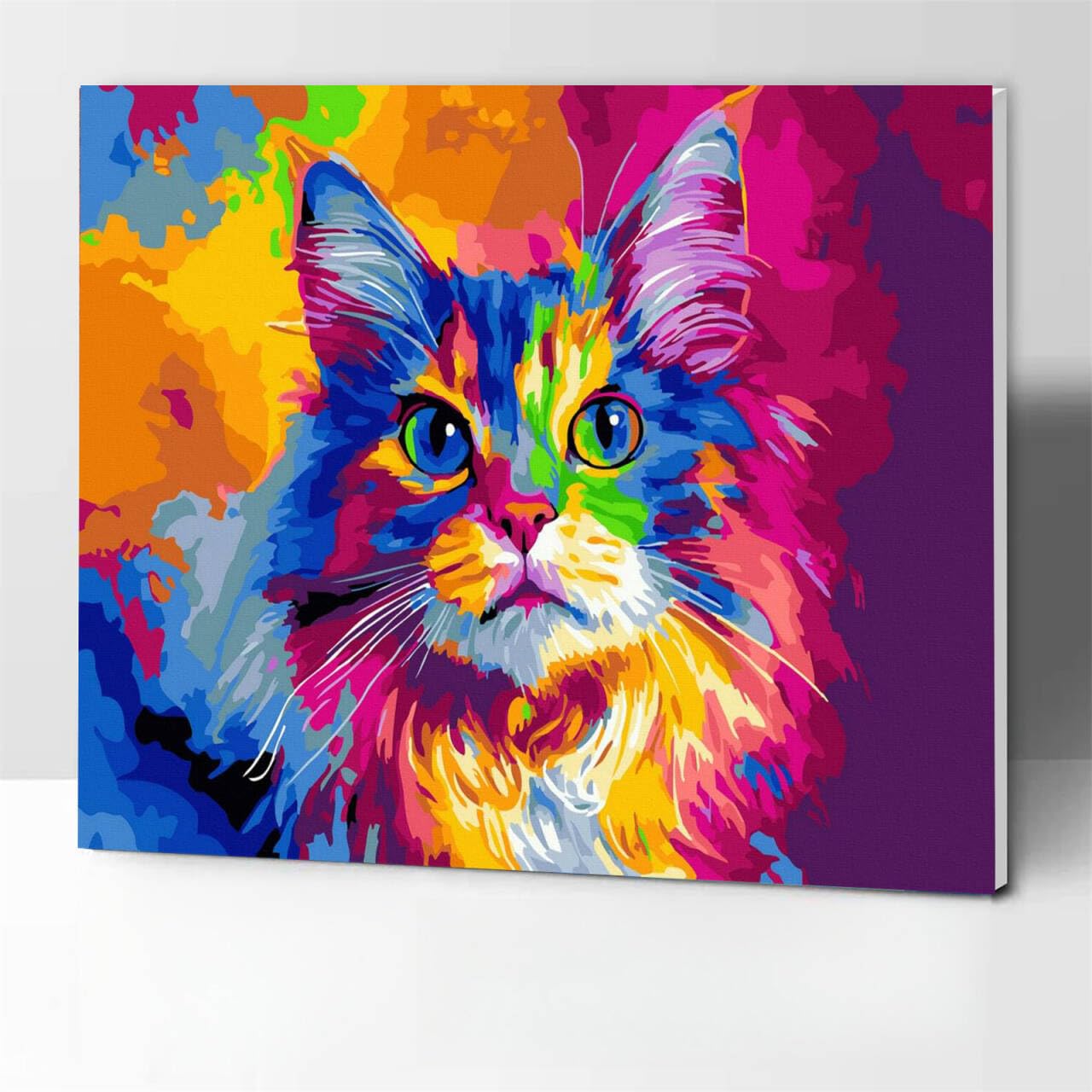 Komking Paint by Number with Frame, Paint by Numbers Cat Craft Kit for Adults with Frame, Animal Paint by Number Kits on Canvas 