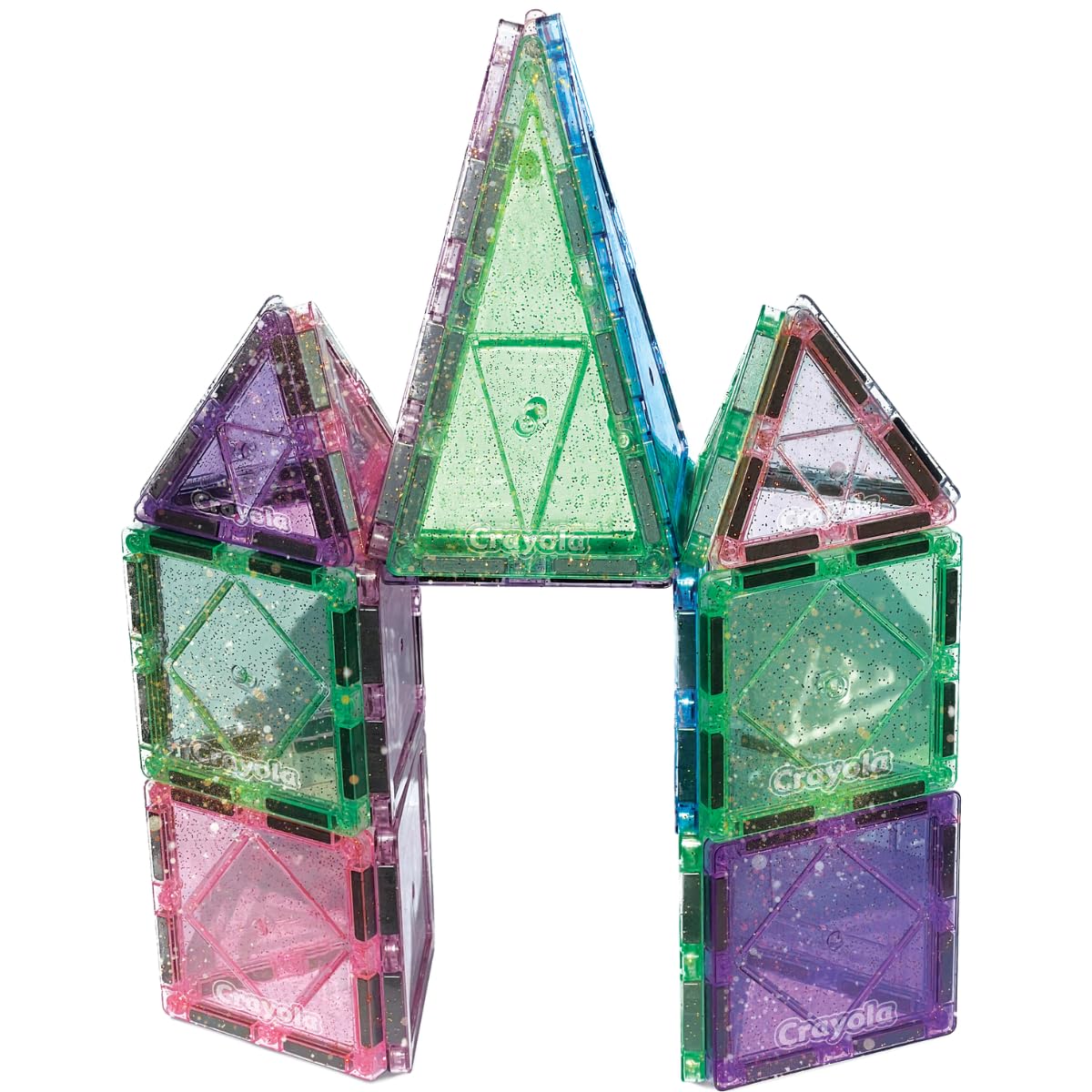 CreateOn Crayola Glitter Magnetic Tiles, Building Set for Kids, Magnetic Tiles, Kids Building Toys, STEM & Montessori Toys for B
