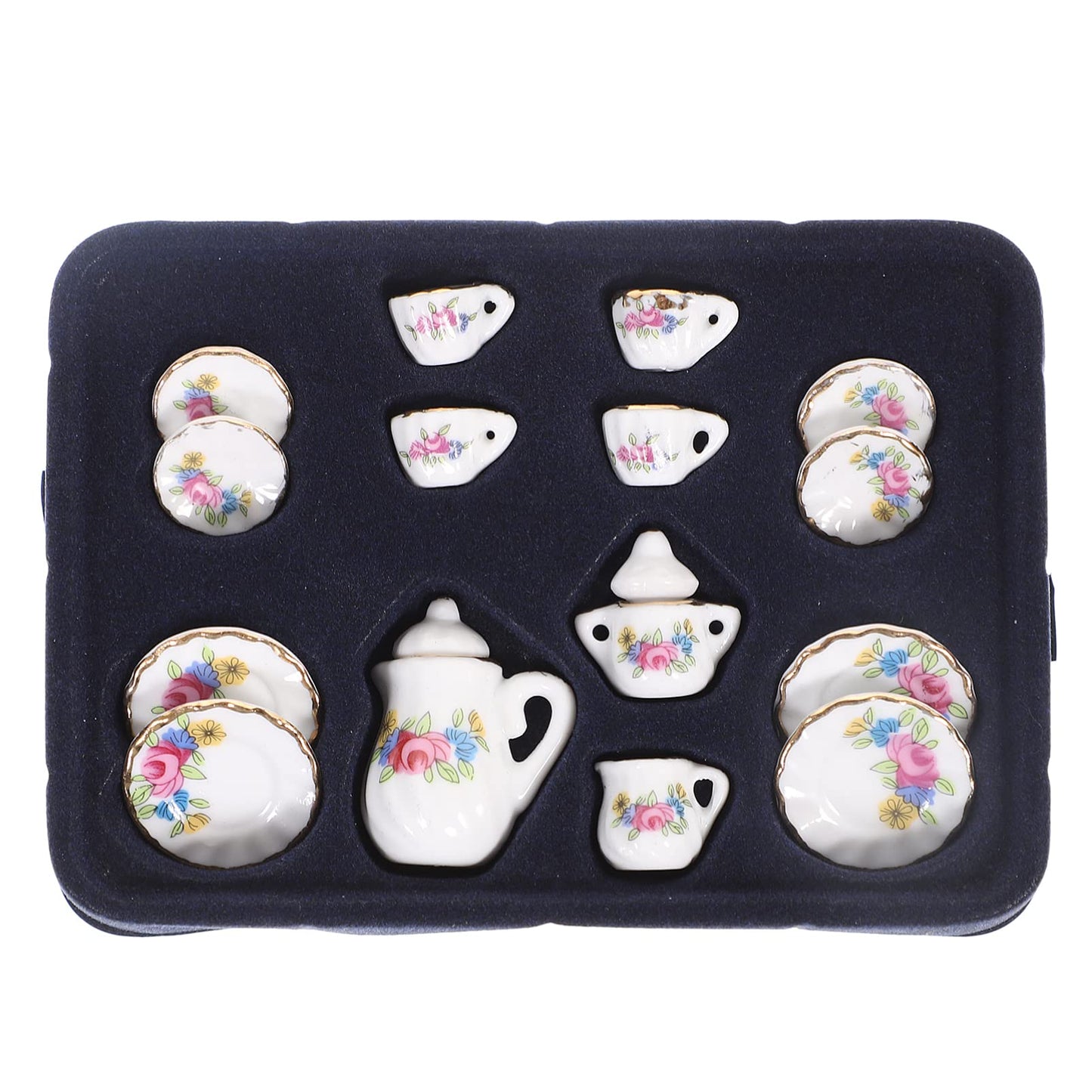 Toddmomy Miniature Tea Sets Dollhouse Porcelain Tea Set 1 12 Scale Miniature Dollhouse Accessories Kitchen Miniature Decor for D