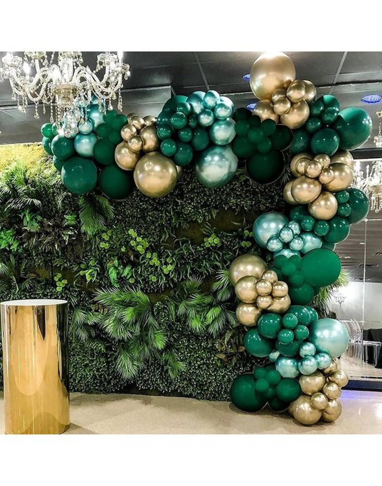 Green And Gold Balloons, 12 Inch Dark Emerald Green Sage Green Metallic Gold Balloon Green Gold Confetti Balloons For Birthday W