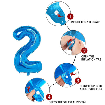 2 Number Balloon Blue 40 Inch Big Foil Mylar 2Nd Balloons For 2 Year Old Boy Girl Birthday Party Decorations Wedding Anniversary
