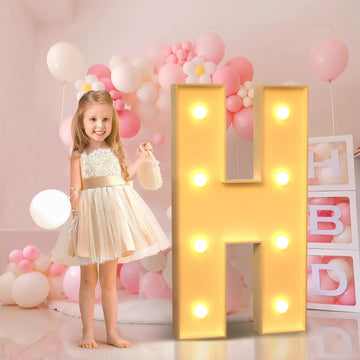 Imprsv 3Ft Marquee Light Up Letters H, Large Light Up Letters, Big Marquee Letters For Party Decorations Baby Shower Anniversary