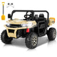 Hikole 24V Ride on Dump Truck with Electric Dump Bed, 2 Seater Kids UTV Electric Car w/2.4G Remote Control, Music, 3 Speed, LED
