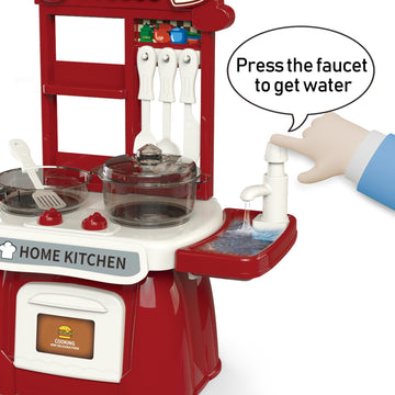 Kitchen Set for Toddler with Sound and Light,Pretend Cooking Food Set,Kids Kitchen Playset,Play Sink with Running Water and Elec