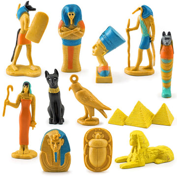Lebery Ancient Egypt Toys Egyptian Toy For Kids Miniature Egyptians Figurines Set Pyramid Mummy Playset Egyptian Party Decorations Supplies Birthday Surprise For Boys Girls - 12Pcs