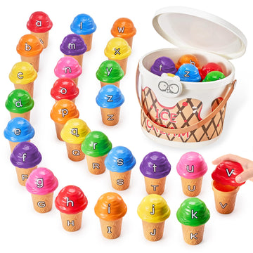 Joycat Ice Cream Counting And Color Sorting Set Stacking Toys For Kids 3-5, Alphabet Learning Toys For Fine Motor Skills, Abc Learning Sets With Safety, Preschool Classroom Must Haves For Toddlers