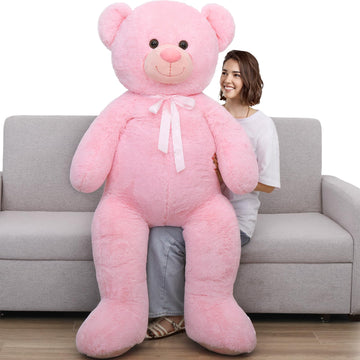 Tezituor Giant Teddy Bear 5 Feet Tall - Pink Life Size Teddy Bear Stuffed Animals 59' - Fluffy Huge Teddy Bear With Footprints - Valentines Day Gift For Girlfriend