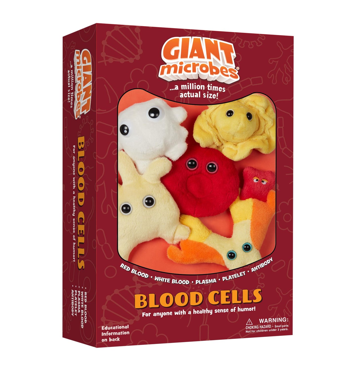 GIANT MICROBES Themed Gift Box - Blood Cells - 4 inches - Red & White - Model GMUS-BX-0105