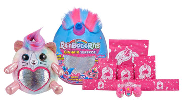 Rainbocorns Big Hair Surprise (Kitten) By Zuru Cuddle Plush Stuffed Animal, 30+ Surprises, Collectible Baby Booboocorns, Hair Accessories, Charm Bracelets, Stickers, Ages 3+ (Kitten)