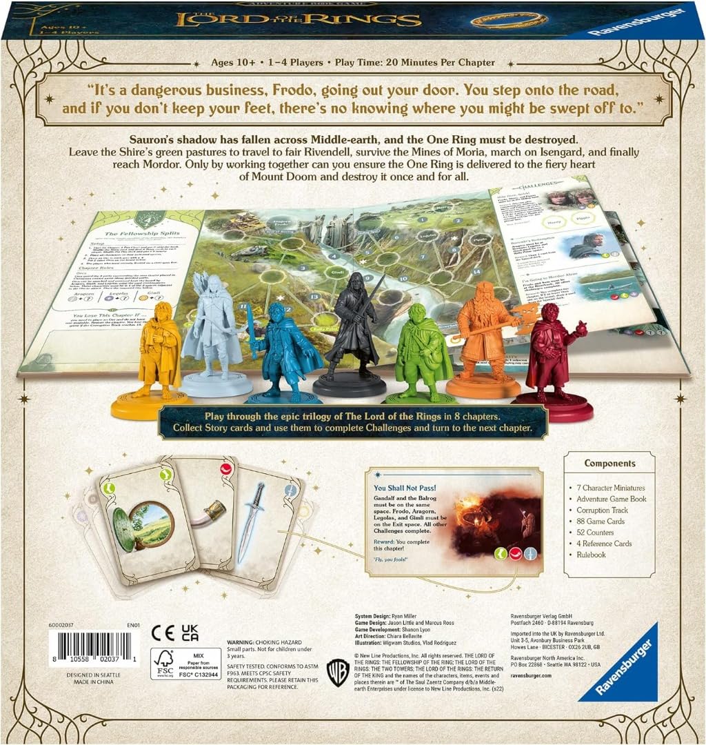 Ravensburger Lord of The Rings Adventure Book - Strategy Board Game for 1-4 Players, Black, Cardboard, Ages 10+