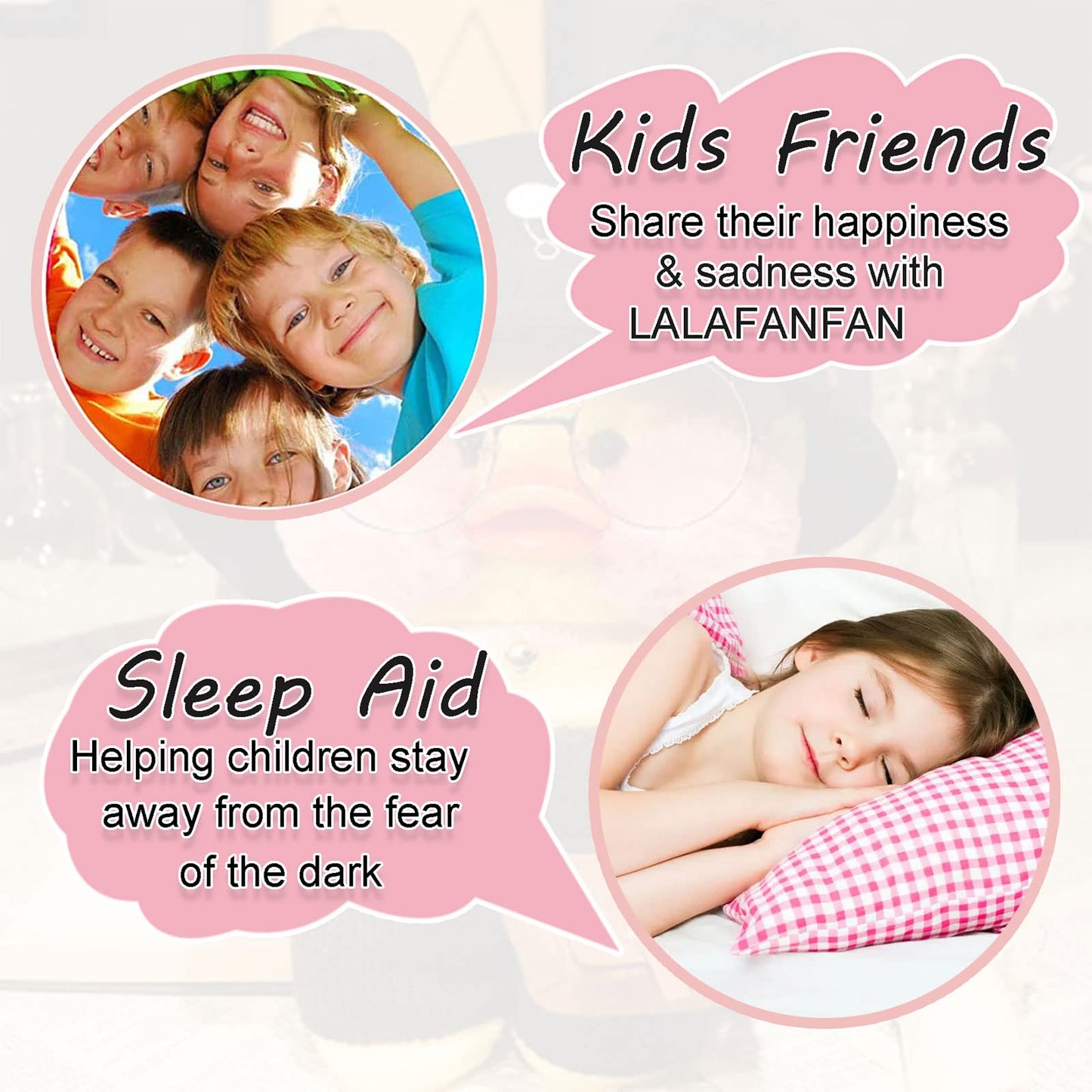 Lalafanfan Duck Plush 30Cm Cute Stuffed Animal, 8 Pcs Kawaii Accessories, Birthday Gifts (White Yellow)