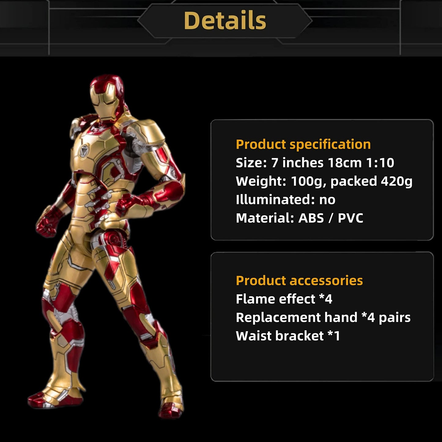 Lonullymege Ironmam Mk42 Action Figures-7 Inch Collector'S Edition Mark Model Doll Statues(Mk 42)