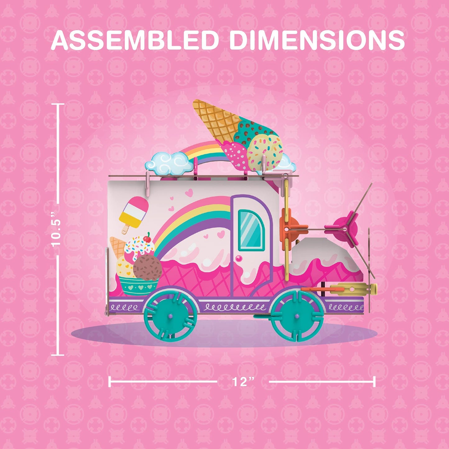 PINXIES Unicorn Ice Cream Truck Play Set | 3D Puzzle Toy for Kids | Colorful Plastic & Cardboard | STEM Toys Ages 6-7+