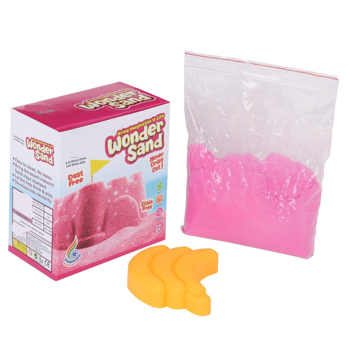Pezyox Wonder Sand 500 Grams For Play. Smooth Sand For Kids (Pink 500 Grams), One Big Mould Inside