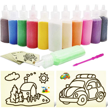 Zddaoole 32 Pcs Art Sand Kits,12 Color Art Sand Kit Scenic Sand With 20 Sheets Sand Art Painting Cards Set,Diy Sand Arts And Cra