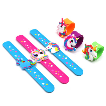 LOCHSOEL Silicone unicorn Slap Bracelets - Silicone Unicorn Wristband Birthday Party Favors, Boys Girls Party Favors Gifts Carni