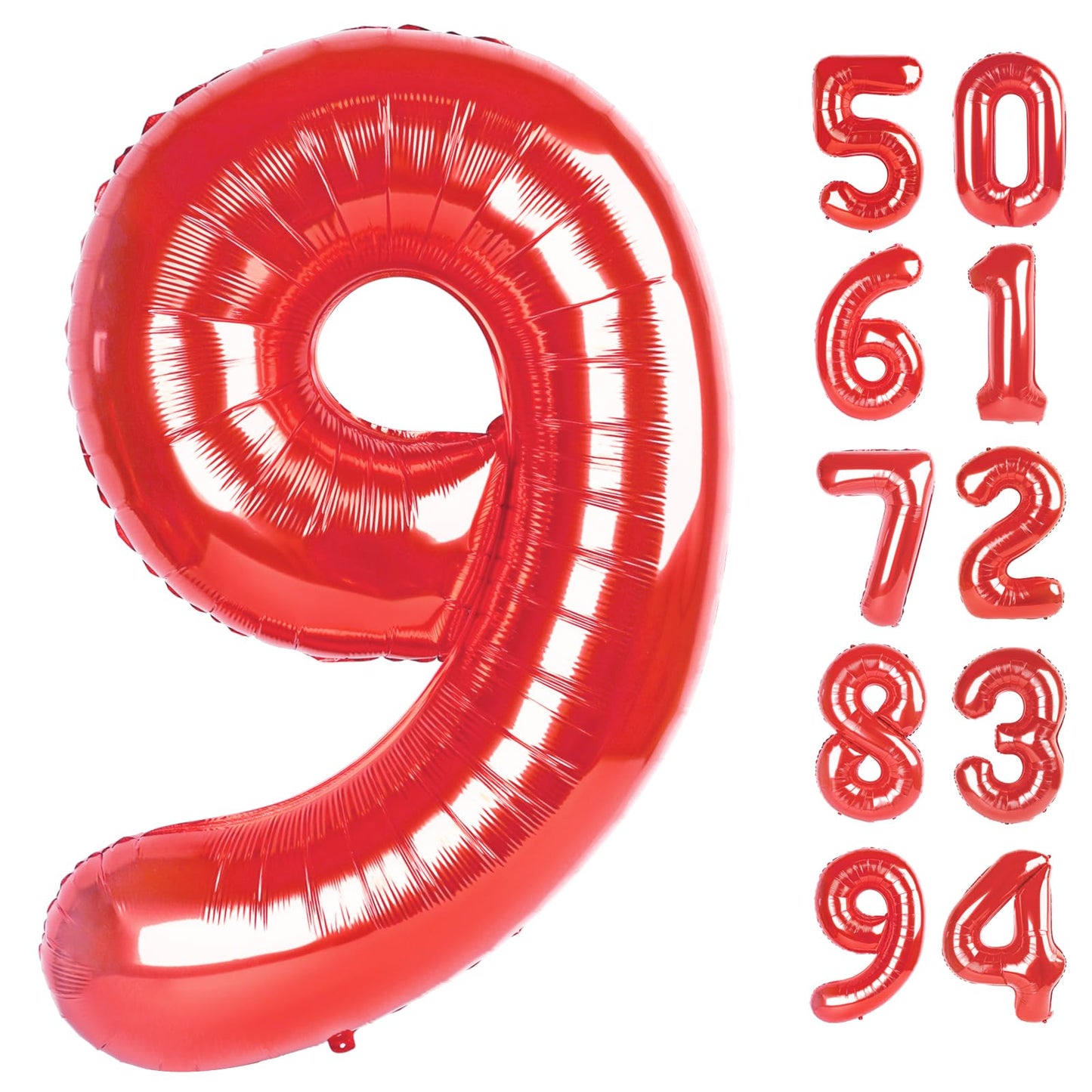 Red 9 Balloon, Number Balloon 40 Inch, Red Party Decorations, Giant Birthday Decorations For 9Th 19Th 29Th 90Th Boy Girl, Number