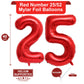 LHOAVWE 40 Inch Red Foil Mylar Number 25 Balloons - Jumbo Helium Birthday Party Decorations