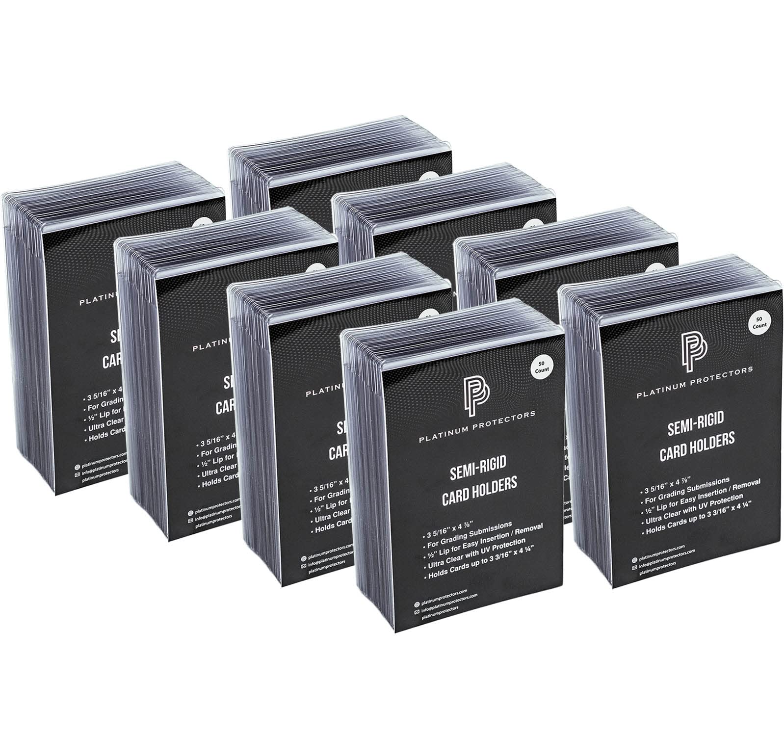 Platinum Protectors Semi-Rigid Card Holders for Graded Card Submissions for Standard Trading Cards (400 Pack)