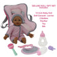 Doll Travel Playset - Baby Doll Car Seat Carrier Backpack With 12 Inch Soft Body Doll Includes Doll Bottles And Toy Accessories … (Hispanic)