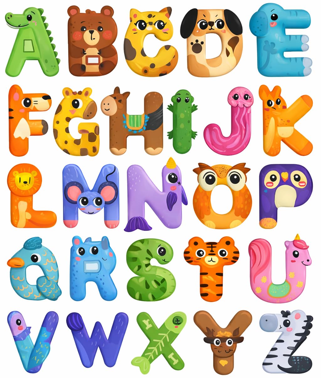 Lyrovo Magnetic Alphabet Letters For Kids - 26 Capital Abcd Animal Magnets - Abcd Toys For Kids