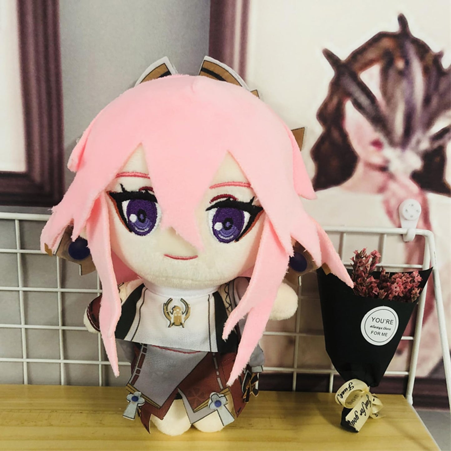 CALEMBOU Anime Plush Figure, 8'' Cute Anime Plush Doll Cosplay Props Soft Stuffed Animal Plushies Collection Gift for Fans (YAEM