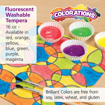 Colorations Washable Tempera Paint, 16 Fl Oz, Fluorescent Yellow, Neon, Non Toxic, Vibrant, Bold, Bright, Kids Paint, Craft, Hobby, Fun, Art Supplies (Item # Fswtye)