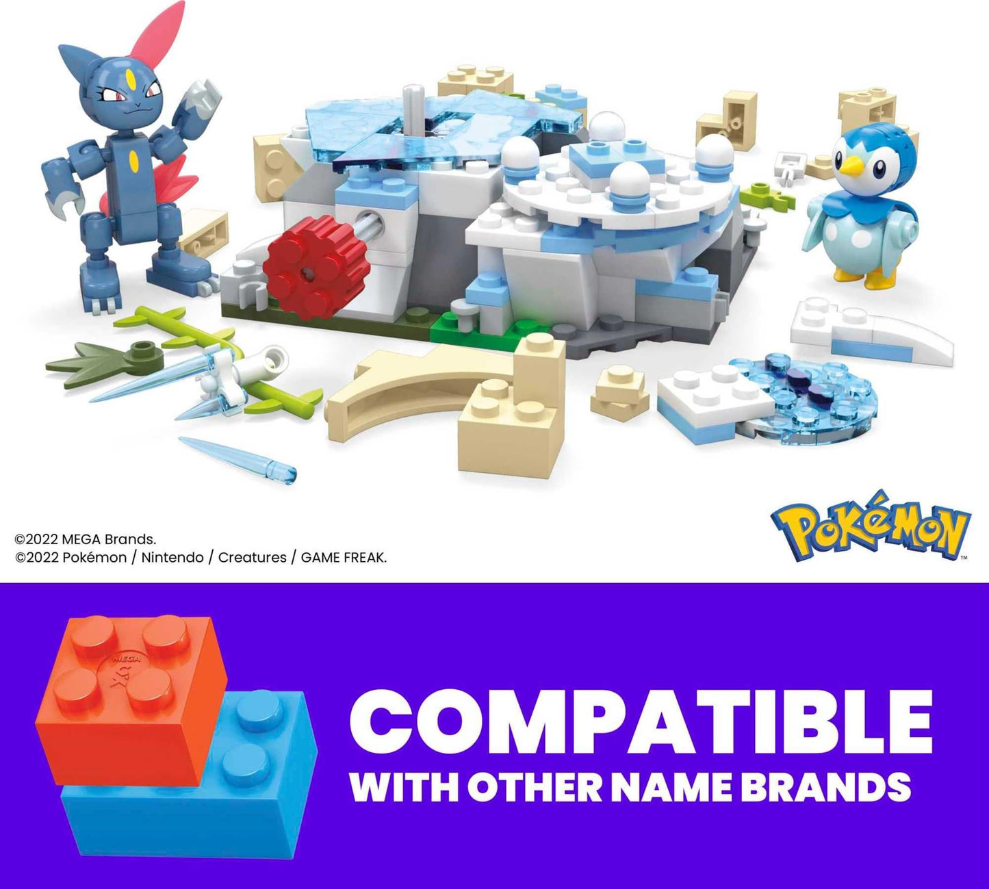 Mega Pokémon Building Toys Set, Piplup And Sneasel’S Snow Day With 183 Pieces, 2 Poseable Characters And Motion, For Kids