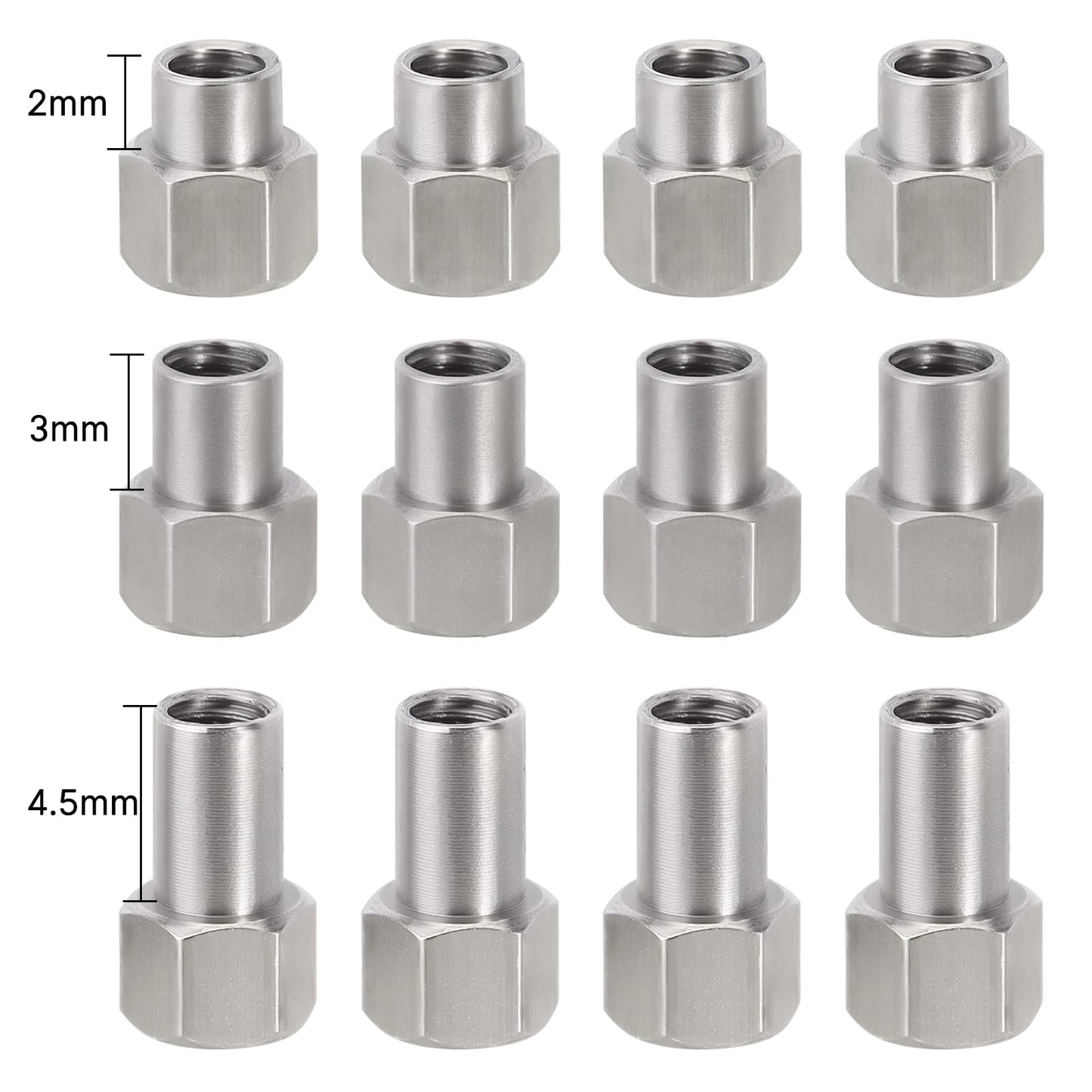 INJORA M2.5 M3 M4.5 Long Wheel Nuts for TRX4M Upgrade Parts 1/18 RC Crawler,12pcs