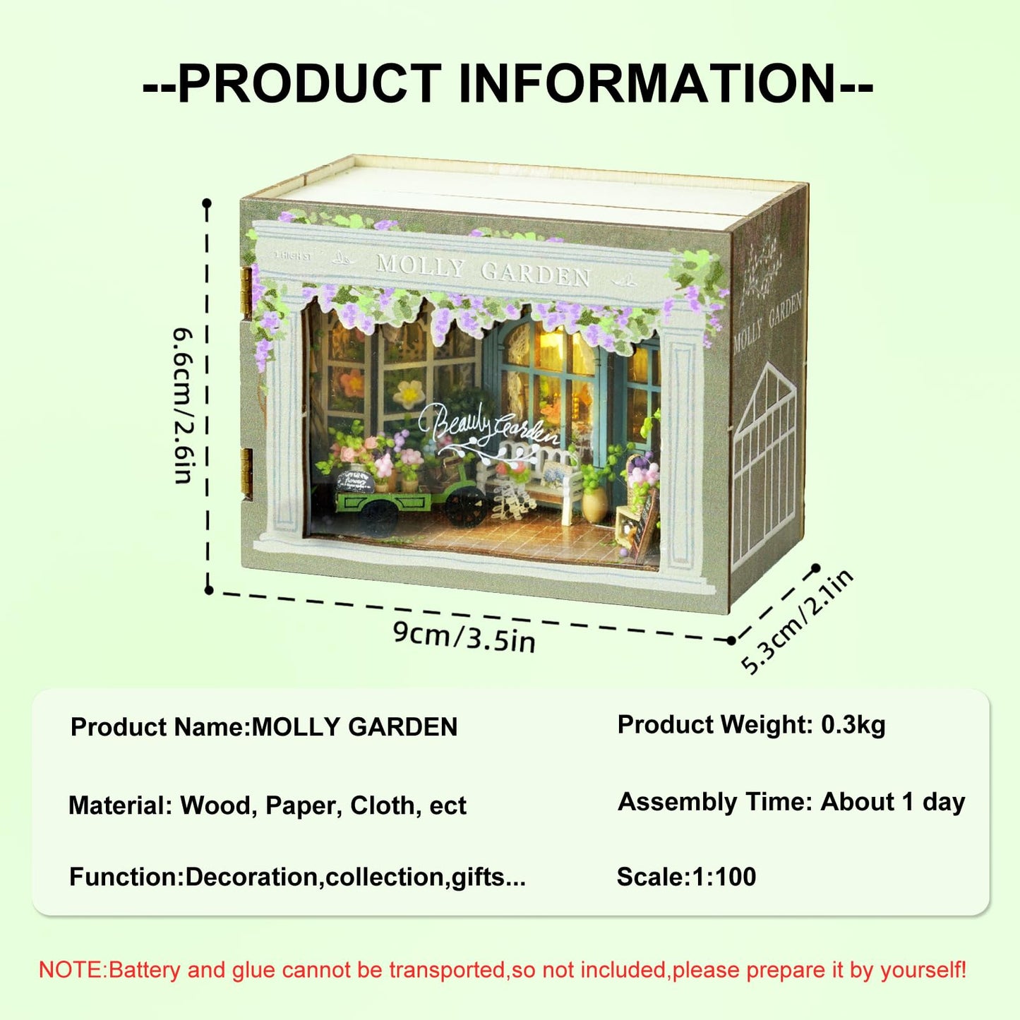 DIY Miniature House Kit  CUTEROOM Mini House Kit for mature-themed to Build  Wooden Dollhouse Making Kit with Furniture  Christmas Birthday Gifts- Molly Garden
