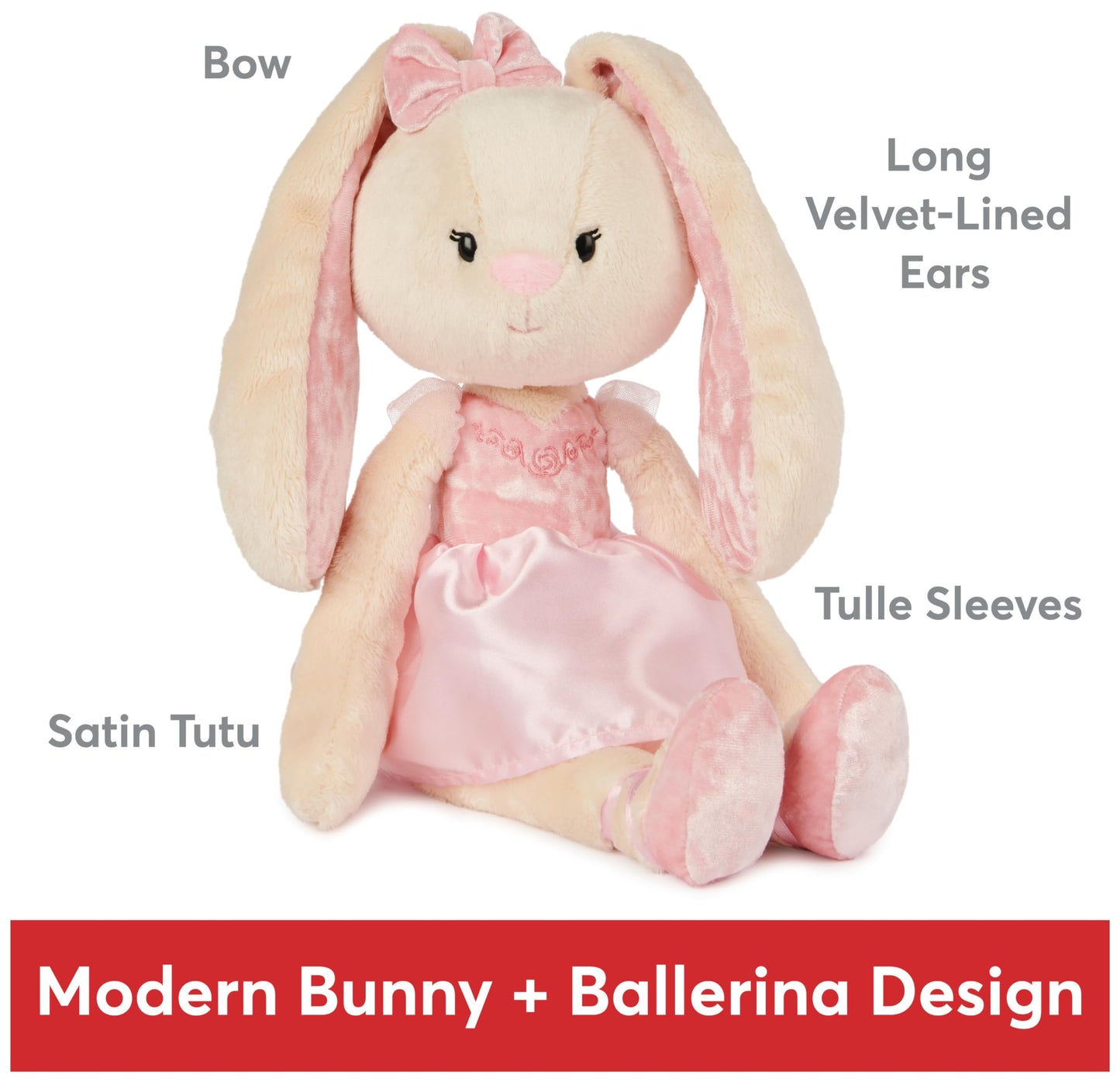 GUND Curtsy Ballerina Bunny Plush Stuffed Animal, Pink, 15", Cream Plush Fur, Ages 1+