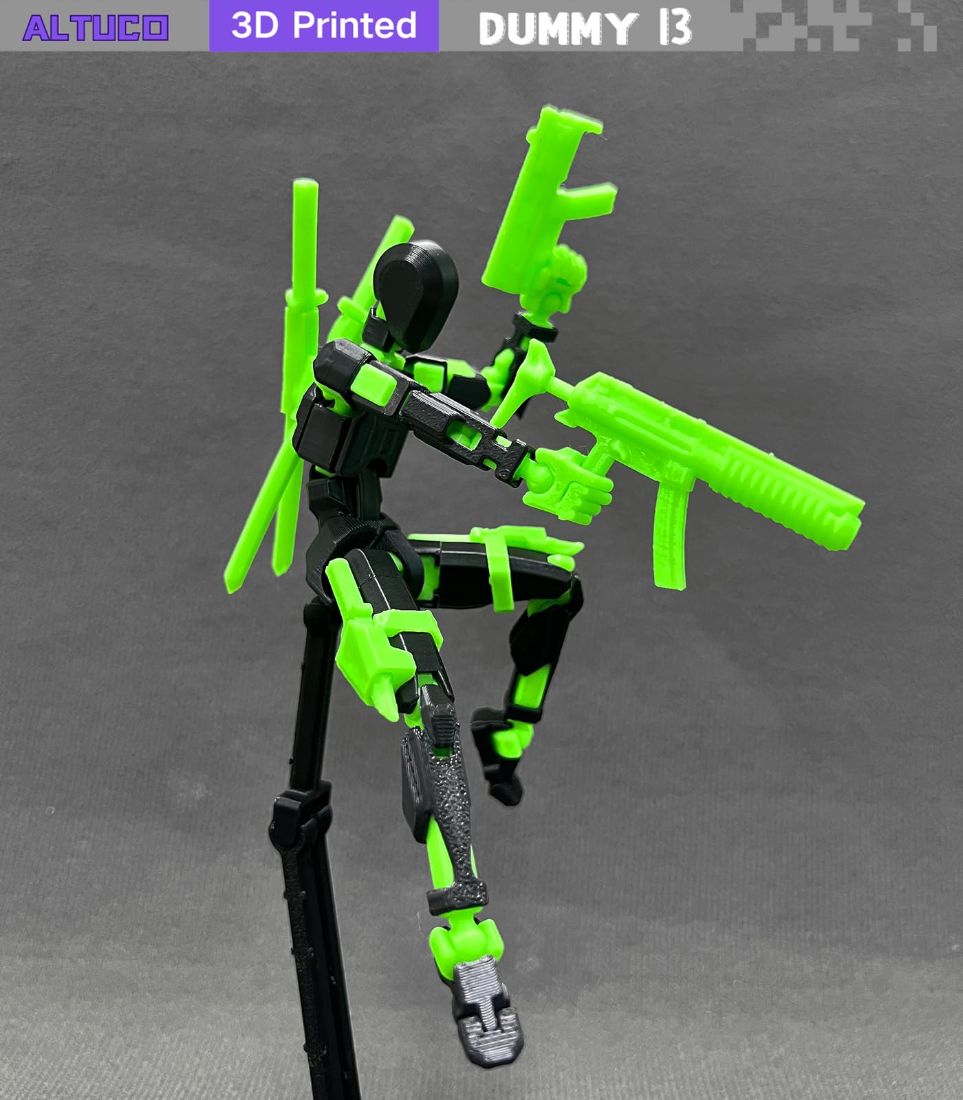 altuco T13 Action Figure - 5.5" Multi-Jointed Black PETG Toy, Model ab4977c9, with Accessories