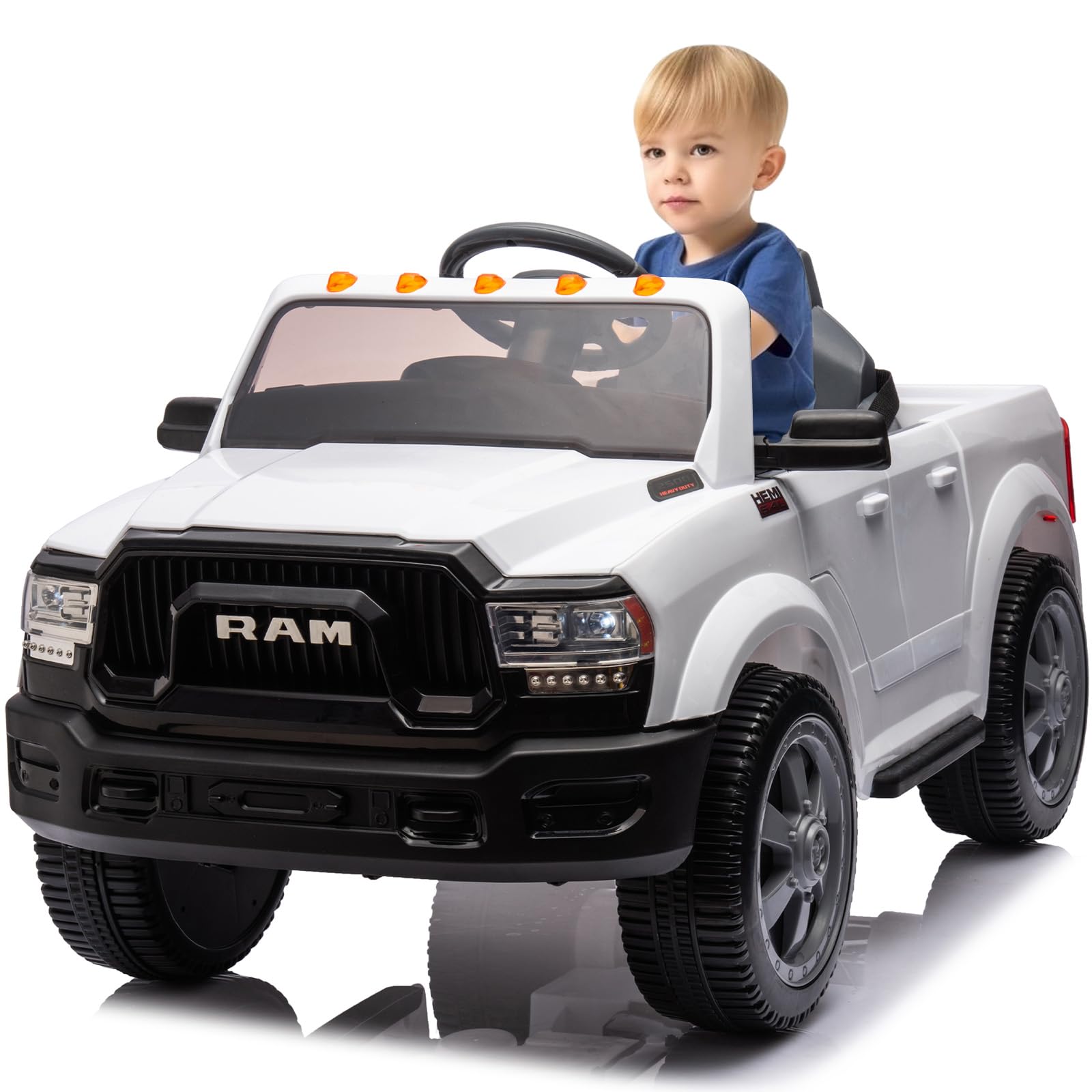 12V Ride on Toys for Kids 4-8, Licensed Ram 2500, Electric Car for Kids, with Remote Control, LED Light/Music/MP3, Back Storage 