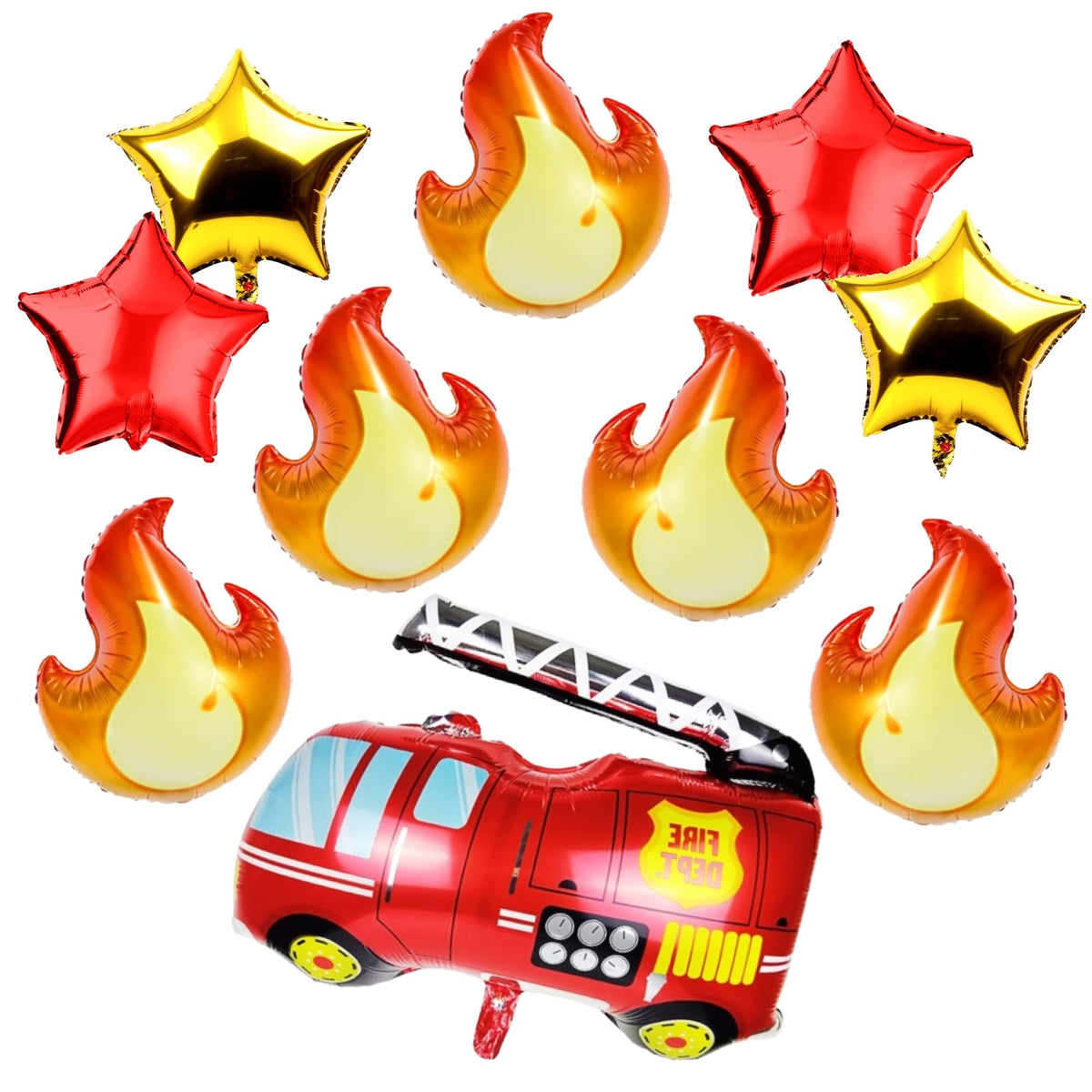 Atpata Funky Fire Engine Fire Fighter Truck Balloons Fire Brigade theme Fire Van Birthday Party Balloons & Decorations (Flames a