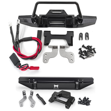 RCHUBAM 1Set Aluminum Front Rear Bumper with LED Lights for 1/18 TRX4M Defender Bronco RC Crawler Car