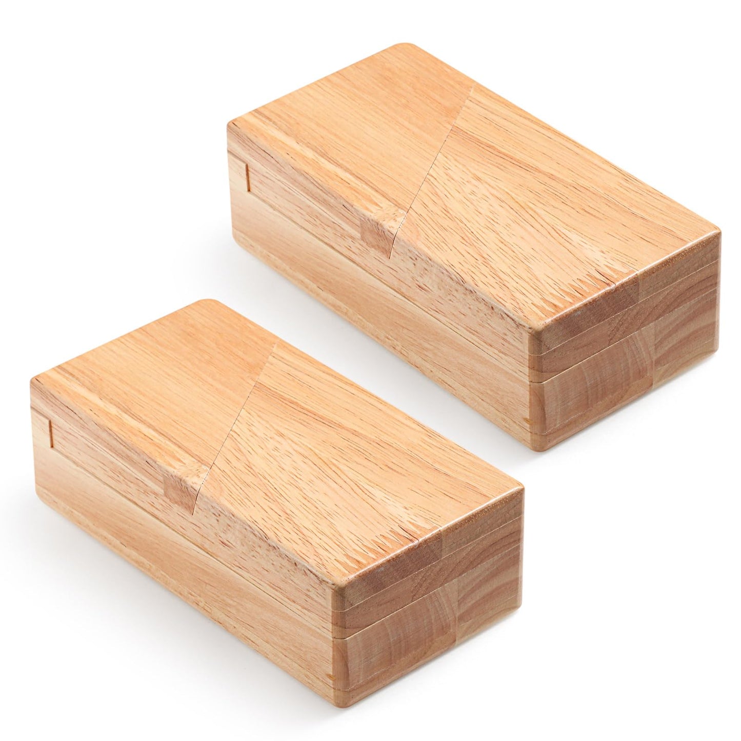 Zhanmai 2 Pack Christmas Puzzle Box Gift Wooden Magic Impossible Dovetail Box Secret Money Box Mini 3D Brain Teaser Box for Valentines Girlfriend Cash mature-themeds Teens (Wood Color Rectangle)