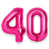 Suwen 40 Inch Large Hot Pink 40 Balloon Numbers Big Foil Helium Number Balloons 0-9 Jumbo Happy 40Th Mylar Birthday Party Decora