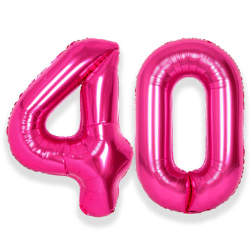 Suwen 40 Inch Large Hot Pink 40 Balloon Numbers Big Foil Helium Number Balloons 0-9 Jumbo Happy 40Th Mylar Birthday Party Decora