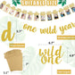 Wild One Birthday Decorations - Gold Glitter One Wild Year Banner + Baby 1St Birthday Photo Banner From Newborn To 12 Month - Sa