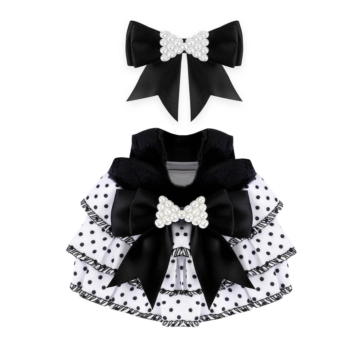 Abincee 17cm Doll Clothes Compatible with Labubu enhanced Doll Outfit Set Fashion Designed Dresses (Black)