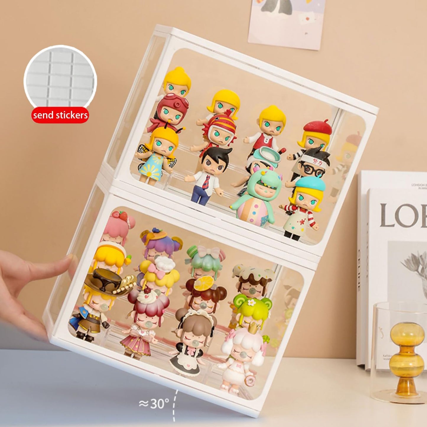 Glass Display Case For Figures With Light 2 Tier Clear Display Stand For Collectibles Stackable Assemble Display Box For Action