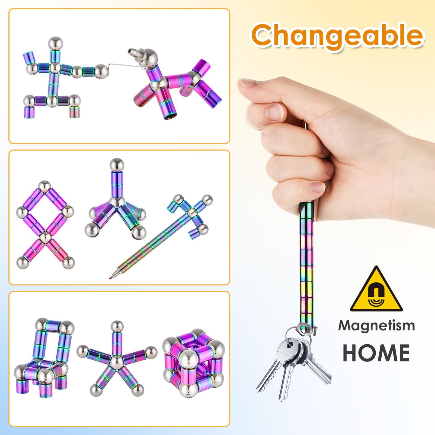 Machohome Fidget Pen Gifts Magnetic Pen Fidget Toys For Adults Teenage Girls Boys Adults,Toy Pen Decompression Toy Magnet Pen,Multifunctional Deformable Magnet Writing Pen(Colorful)