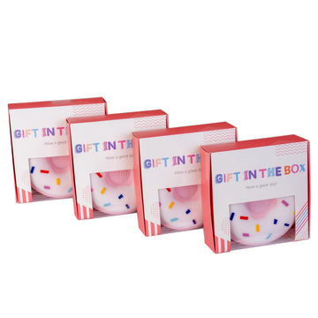 CONTRACONTACT Set of 4 Sweet Kids Purse Donut bags in pink in individual gift boxes, Donuts Purses as Kids Toys & first little h