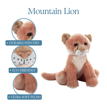 The Petting Zoo Mountain Lion Stuffed Animal, Gifts For Kids, Wild Onez Zoo Animals, Mountain Lion Plush Toy Sitting 12 Inches