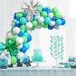 Blue Green White Balloon Arch Kit, Blue Green Balloon Arch With Green Blue White Latex Balloons, Green And Silver Star Foil Ball