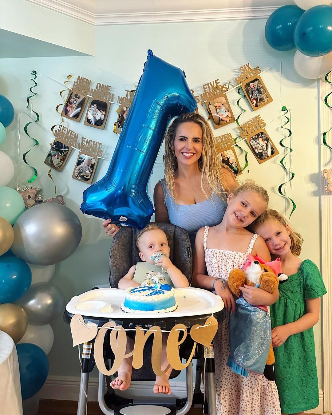 Metallic Blue Number 1 Balloon For First Birthday 40 Inch, 1St One Number Balloons Birthday Decorations For Girl Boy Toddler Bab