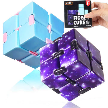 Bunmo Infinity Cube Fidget Toy - Easter Basket Stuffers For Adults - Teen Boy Toys - Easter Basket Stuffers For Teens - Travel Toys - Gifts For Teenage Boys - 10 Year Old Boy Gift - 2 Pack Plastic