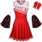 Grajtcin Girls Cheerleader Costume Dress For Kids Halloween Costume 13 Years Cheer Uniform Cheerleading Outfit (160,Red)